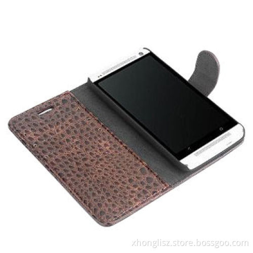 Luxury diary design genuine leather phone cases for HTC M7